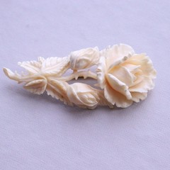 Antique Vintage Carved Cow Bone Rose Brooch Flowers – NO TARIFF