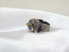 Brutalist Sterling Silver 925 Raw Natural Sapphire Modernist Size 9 Ring