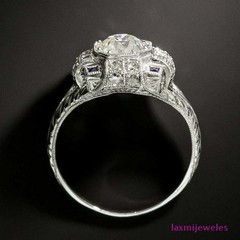 2.50Ct Lab Created Diamond Vintage Ring Art Deco Sapphire Accent 14K Gold Finish