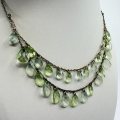 Light Green Faceted Teardrop Crystal Choker Layered Necklace Statement Jewelry