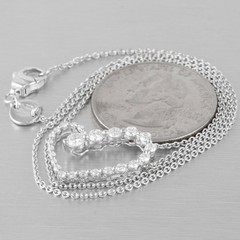 Movado 18k White Gold Diamond Asymmetrical Graduated Heart Necklace 0.60ctw 16″