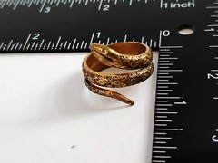 Spain 18kt Gold Chased Brass Coiled Snake Ring Size 8.5 7g