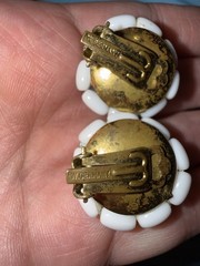 Vintage signed “West Germany” Demi-parure 1950s milk glass starburst set