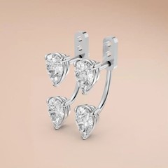 Front Back Drop Jacket Earrings Pear Cut Lab Grown Diamond Prong Setting