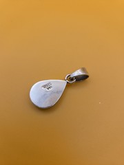 Mexico Sterling Silver 950 Abalone Shell Teardrop Pendant Charm @1″