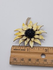 HAR Vintage Brooch Flower Yellow with Black Crystals MCM