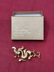 Dragon Brooch Pin Signed MMA Vintage NY Metropolitan Museum of Art Gold Plated