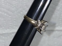 Signed ring, Korea 925 And Other Symbols, Clear Gems Marquis/Round Sz 6