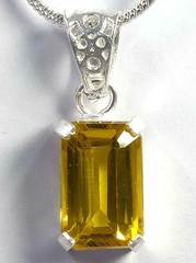 25 Ct Natural Yellow Sapphire Pendent Emerald Shape 925 Silver EGL Gemstone 6AHN