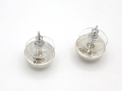Vintage Modernist Round Puffed Domed Half Ball Sterling Silver 925 Stud Earrings