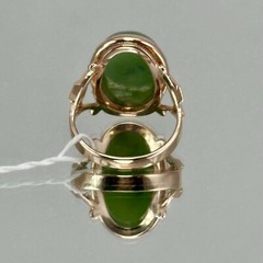 Rare USSR Vintage Original Rose Gold Natural Nephritis Ring 583 14K 6,41 g. 7 US