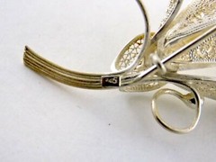Vintage Sterling Silver Filigree Flower Brooch Figural Floral Pin 925 8g 2.25 In