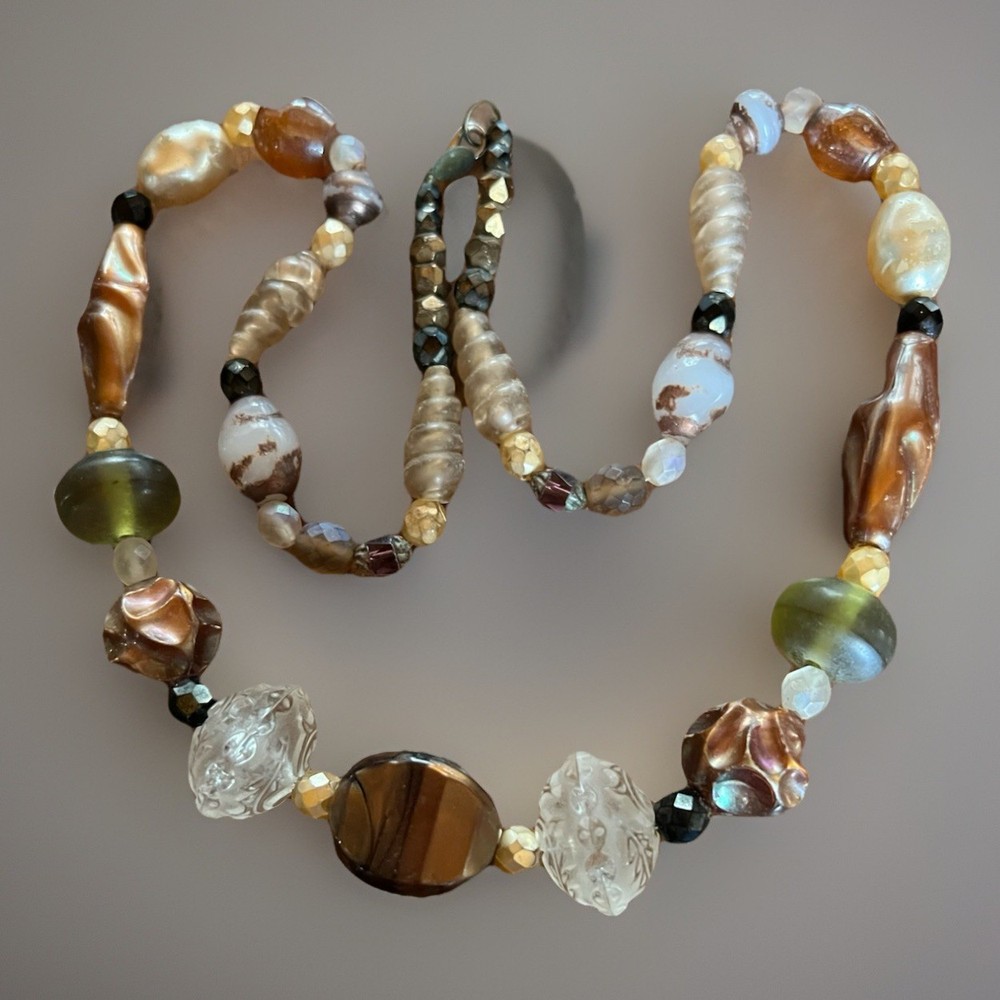 Vintage Teresa Goodall Lucite Statement Necklace Artisan OOAK Beads 26 In