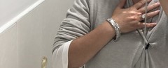 Vintage K18 White Gold Blue Gemstone Band Chain Bracelet/Bangle, 7.5”x0.5”