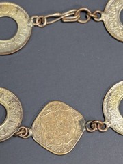 Vintage British India 1/2 Anna 1 Pice 7 Coin Bracelet