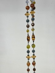 Liz Claiborne Multicolor Glass Lucite Beaded Necklace Autumn Colors 40 Inch VTG