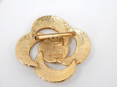 Sacred Geometry Brooch Pin Vintage Designer Signed CM JENT Gold Tone 2.3″