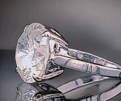 14k White Gold Vintage Filigree Engagement Ring 9.75CT.Natural Round Diamond Cut