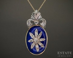 Victorian-inspired 19k Yellow Gold Sterling Rose Cut Diamond Necklace p23996