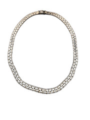 Tennis Chain Necklace 18″ Silver Tone Long Chain Wide Unisex
