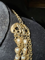 Vintage Gold Toned Necklace And Earrings w/ Purple Stones, Lilac Beads & Pearls