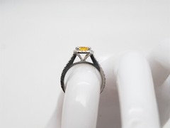 $7000 3.50ct Natural Fancy Cut Yellow Sapphire VS G Diamond Platinum HALO Ring