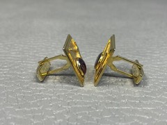 Vintage Purple Stone Yellow Gold Plated Cuff Links
