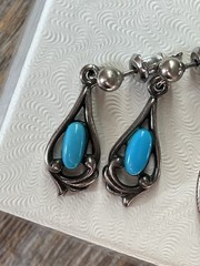 Vintage Sterling Silver Turquoise Dangle Earrings William Wheeler Native Style