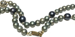 Vintage Necklace HONG KONG Blue Filigree Iridescent Peacock Faux Pearl Beaded 4
