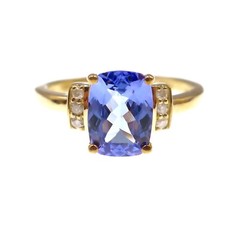 Fabulous 10k Solid Yellow Gold Natural Tanzanite and Diamond Ring Size 5