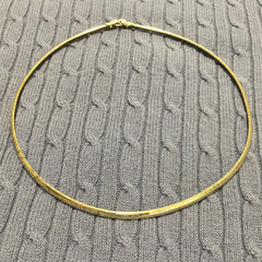 Vintage Omega Chain Necklace Gold Tone Collar Fold over Clasp Minimalist Elegant