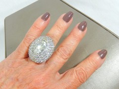 RARE VINTAGE NAPIER CRYSTAL RHINESTONE HUGE DOMED ADJUSTABLE COCKTAIL RING