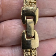 Vintage Herringbone Nugget Textured Chain Necklace Gold Tone 32”