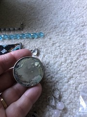 1 Pound + TEAL & SILVERTONED Jewelry Vtg Modern Lot Craft Junk Wearable Resell