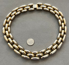 Vintage LES BERNARD Goldplated Chunky Panther Chain Link Choker 16.5″ Necklace