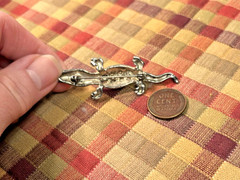 Vintage silver tone alligator brooch 2.5″