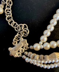 Vintage Carol Lee six strand pearl and metal bead Choker necklace