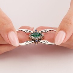 Turkish Reversible Marquise Cut Emerald Sapphire 925 Sterling Silver Ring