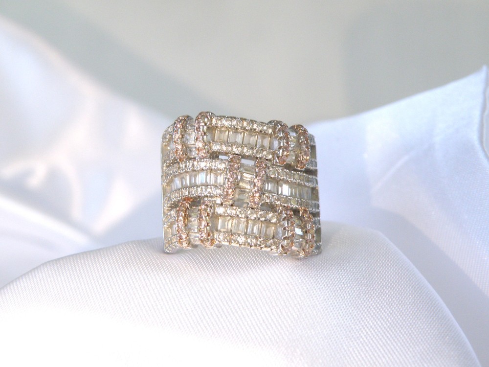 Sterling Silver 925 Large Baguette Gemstone Chunky Statement Band Ring Size 6
