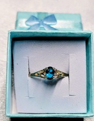 Vintage Sterling Silver London Blue Topaz Adjustable Ring Collectible Unique