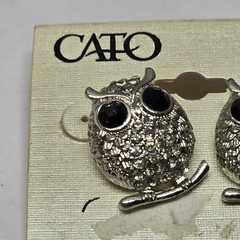 NWT CATO SILVER TONE Owl Earrings Post Nickel Free