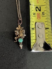 VINTAGE FAIRY PIXIE NYMPH PENDANT ART NOUVEAU NECKLACE 16″ R4