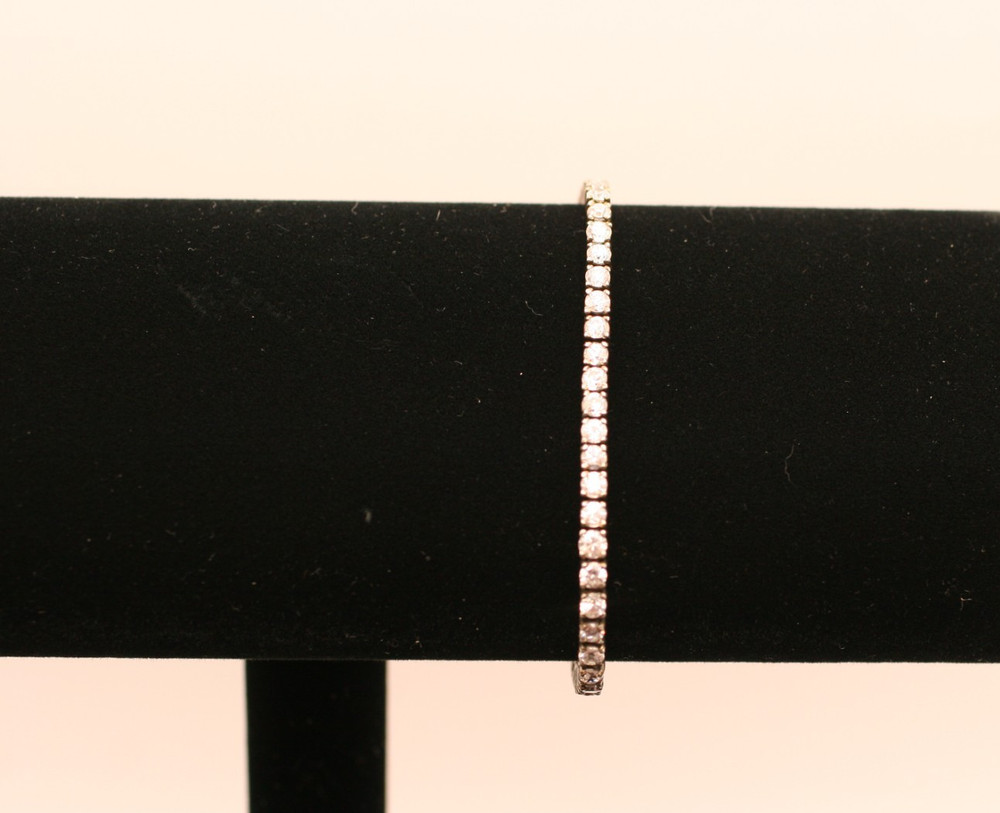 Vintage Sterling Silver 925 CZ Tennis Link Bracelet 6 1/2″ long 10.96 grams