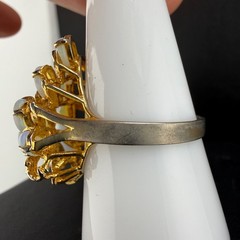 Vintage Cocktail Ring Gold Tone Polished Stone Size 8.5