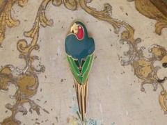 Vintage Trifari Tropical Enameled Parrot Brooch Pin Cruise Wear
