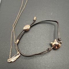 Lot Of Fossil Signed Rose Gold Tone Necklaces And Bracelet Bike Fox Feather J150