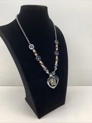 Vintage Heavy Heart W/ Good Luck Elephant Inside Pendant Necklace