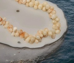 Vintage Carved Angelskin Graduated Choker Necklace, Lovely Blush, 30 g