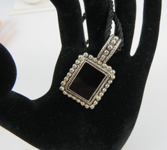 VTG BEST Pendant Silver Tone Metal Beaded Accent with ONYX?