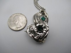 Vintage White Pendant With Green Stones